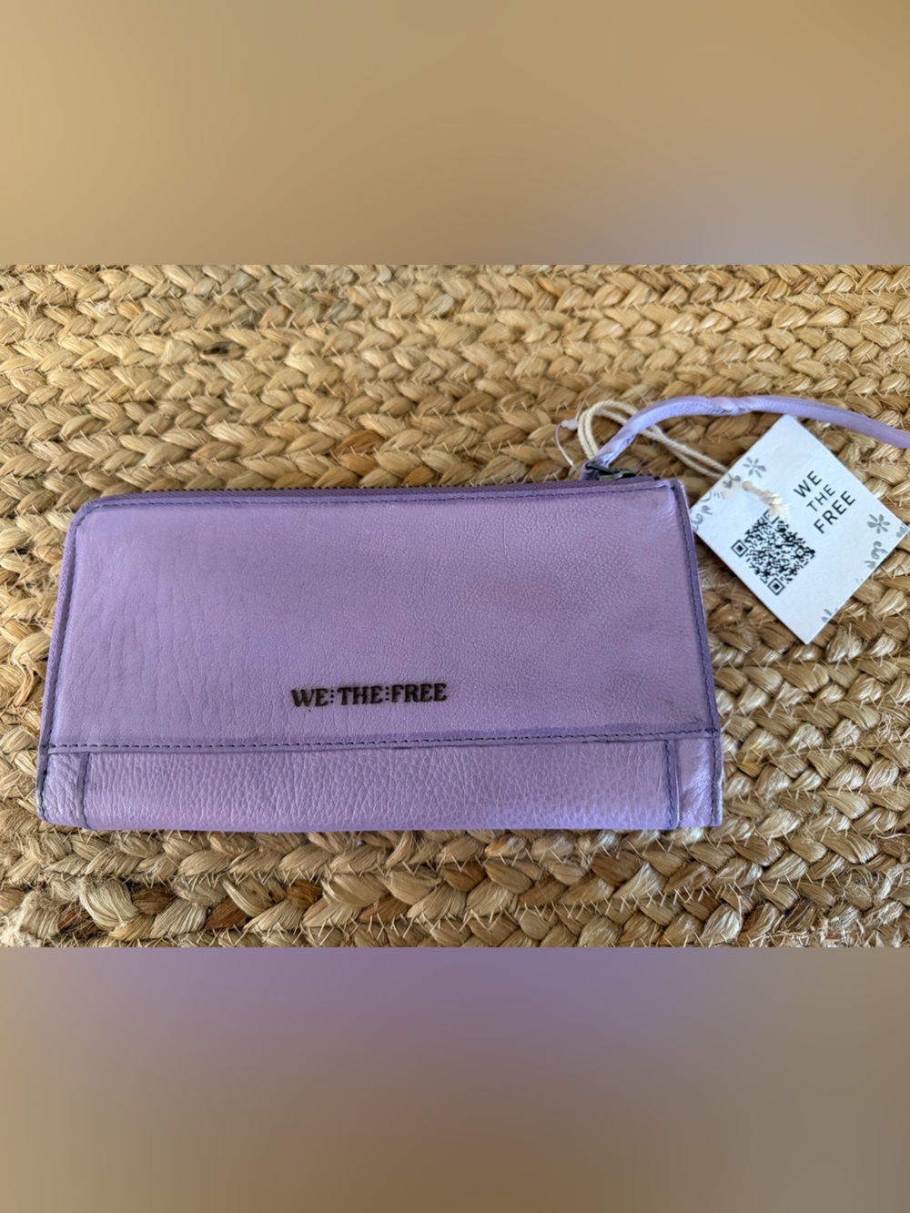 We The Free Free People Emerson Lavender Purple Zip-Around Leather Wristlet